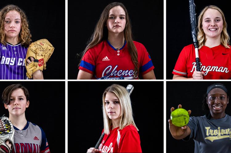 Clockwise from top left: Burlingame's Daelyn Winter, Cheney's Korri Lies, Kingman's Alex Schreiner, Topeka's Nijaree Canady, Hoisington's Kadence Urban, and Eudora's Kira Baker. 