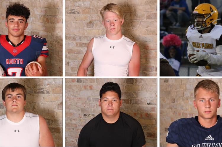 Clockwise from top left: Olathe North's Arland Bruce IV (Photo by Bree McReynolds-Baetz); Eureka's Zach Hare (Photo by Bree McReynolds-Baetz); Belle Plaine's Eli Wiseman (Photo by Emma George); Sabetha's Gabe Garber (Photo by Bree McReynolds-Baetz); Jackson Heights' Taylor Wamego (Photo by Bree McReynolds-Baetz); Republic County's Eyann Zimmerman (Photo by Bree McReynolds-Baetz)