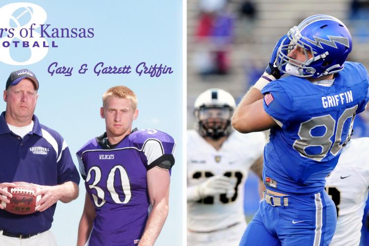 Gary and Garrett Griffin were part of our 2011 cover shoot and "8 Wonders of Kansas Football" feature. Garrett, who played football at the Air Force Academy, scored his first NFL touchdown in the NFC Championship. (Photo of Griffin from the Air Force Academy courtesy United States Air Force Academy Athletics)