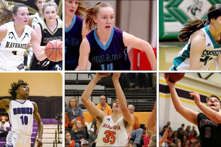 Top row, left-to-right: Maize South's Katie Wagner, Nemaha Central's Alliegh Kramer and Jeff Co. North's Josie Weishaar. (Photos by Tom Wagner, Nemaha Central Yearbook and Theresa Jobbins); Bottom row, left-to-right: J.C. Harmon's Lonell Lane, Augusta's Zach Davidson and Plainville's Jared Casey. (Photos by Brian Turrel/Wyandotte Daily News, Chase Hughes/Augusta Yearbook, Everett Royer, KSportsImages.com)