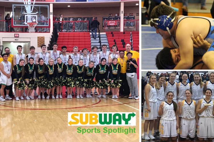 Bishop Carroll boys, Sylvan-Lucas/Lincoln junior Tra Barrientes and Trego Golden Eagles girls. (Photos: BCCHS Athletics, Becky Rathbun/Lincoln Sentinel-Republican, Mandie Kinderknecht)