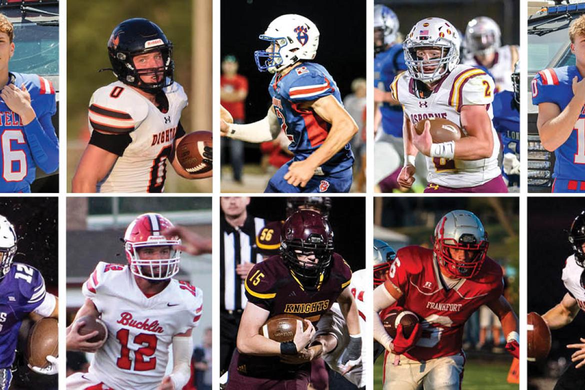 Pictured, clockwise from top left: Brandon Schmelzle, George von Leonrod, Camron Jueneman, Dalton Garman, Eli Broxterman, Daniel Cramer, Lane Loiseau, Wyatt Griffin, Lucas Kirk and Dane Winters. (Photos by Heather Kindall, Stephanie Hendricks, Amanda Cook, Dale Stephens, Heather Kindall, Stephanie Hendricks, Lewis Marien/Manhattan Mercury, Eliyahu Photography, Araceli Wallace, Andy Bayless))