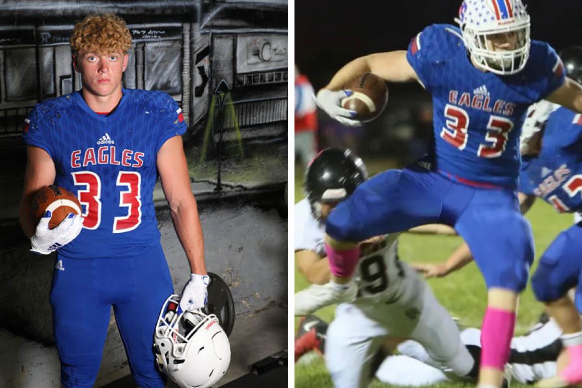 8-Man I Top 8: Brayden Collins (Photos: L-Bree McReynolds-Baetz, R-Gallagher Martin)