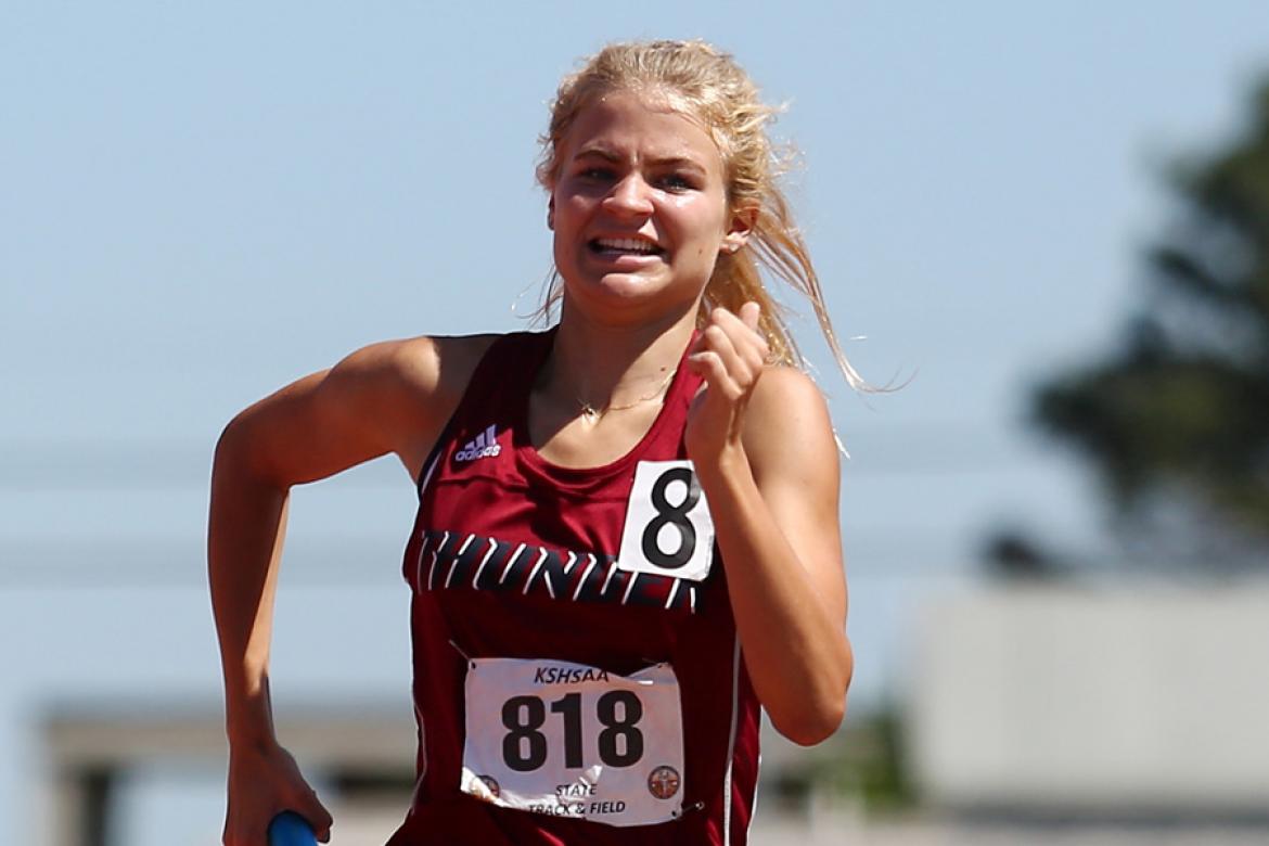 St. James Academy junior Katie Moore will lead the Thunder distance runners in their quest for an elusive state title. (Photo by Everett Royer, KSportsImages.com)