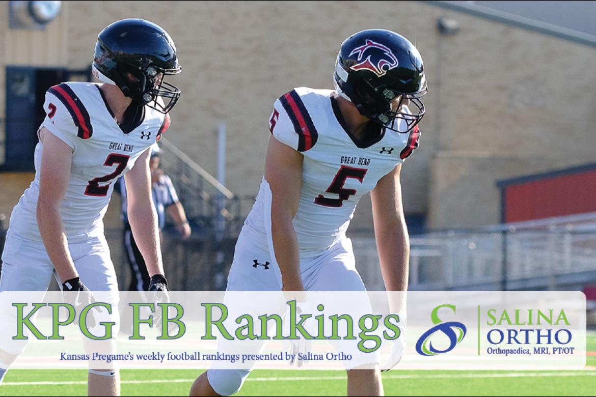 Great Bend's Cooper Ohnmacht (#2) and Jacob Hall are just two of a gaggle of athletes dotting the field for the Panthers this fall. This week's game with Olathe South should provide a good test for a Great Bend team looking to make some noise in the 5A playoffs. (Photo: Joey Bahr)