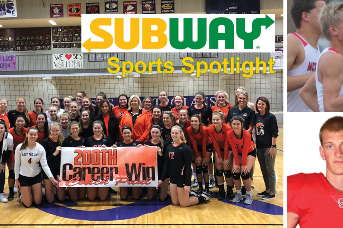 Left: Beloit celebrated coach Brandy Paul's 200th victory Tuesday night. (Photo by Supt. Jeff Travis); Top right: Cody Achilles won the McPherson Invitational. (Photo by Peter Holland, Jr., McPherson Sentinel); Bottom right: Collin Koester had a big game in coach Matt Biehler's 100th win as head coach at Conway Springs. (Photo by Bree McReynolds-Baetz)