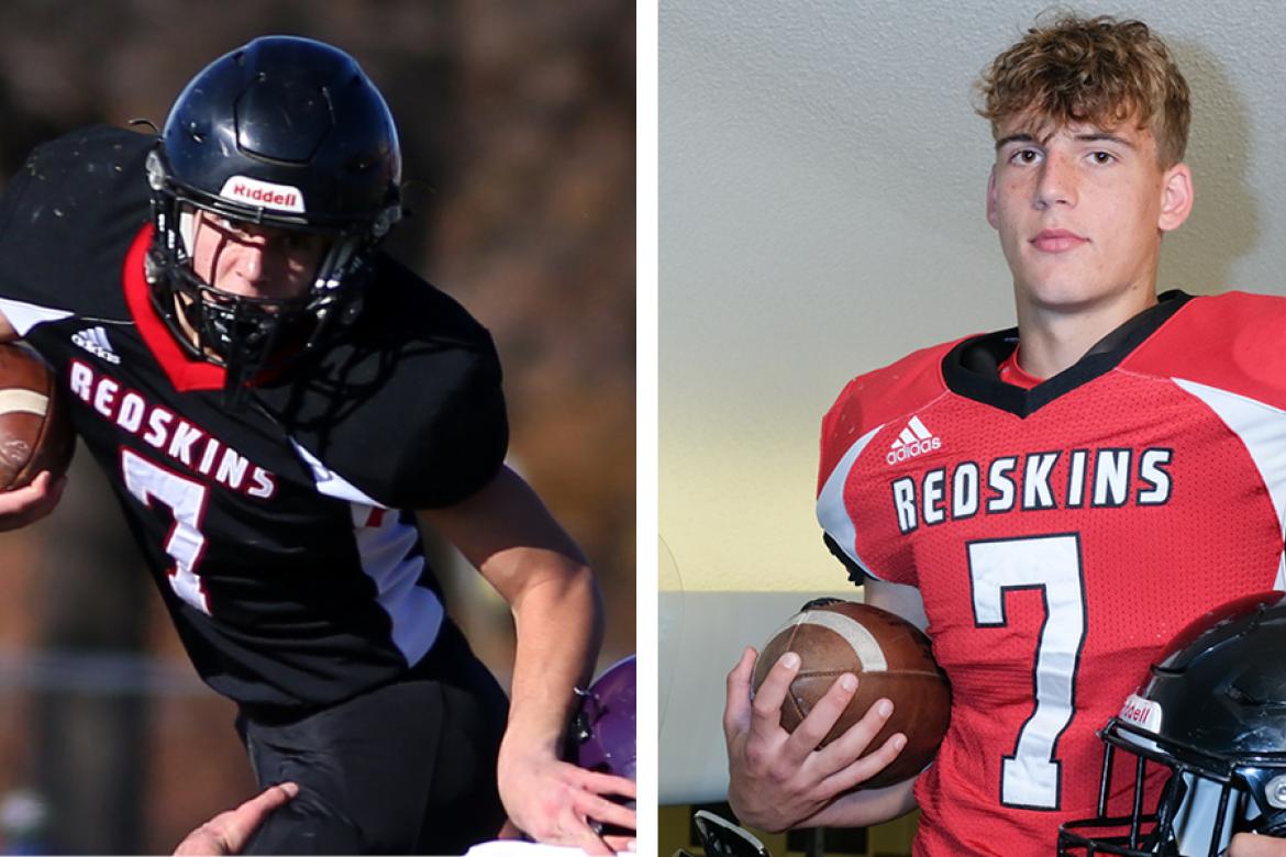8-Man I Top 8: Braxton Lafferty (Left photo Everett Royer/KSportsImages.com; Right photo Joey Bahr for Kansas Pregame) )