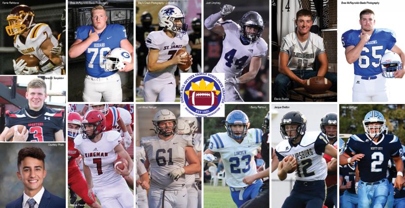 Earlier this year the Bill Snyder Family / Sunflower Chapter of the National Football Foundation awarded scholarships to 13 Kansas high school football players from the Class of 2021. Pictured, clockwise from top left: Dillon Boldt, Rhett Brown, Dakota Burritt, Samuel Butler, Wyatt Eberle, Doug Grider, Sawyer Stevens, Ty Sides, Landon O'Hare, Ethan Kremer, Seth Krehbiel, Gianni Piccini and Camden Kirmer.