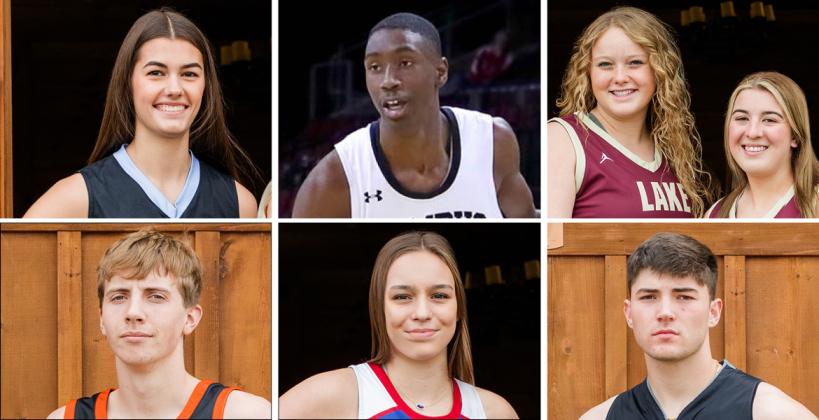 Clockwise from top left: Riverside's Taylor Weishaar, Campus' Andrell Burton Jr., Silver Lake's Makenzie McDaniel and McKinley Kruger, Bennington's Eli Lawson, Andover's Alana Shetlar and Beloit's Bryce Beisner are among this year's KBCA All-Star selections. (File Photos)